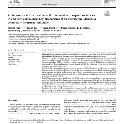 Cover page of An intersectoral structural network intervention to expand social care in-and-with community